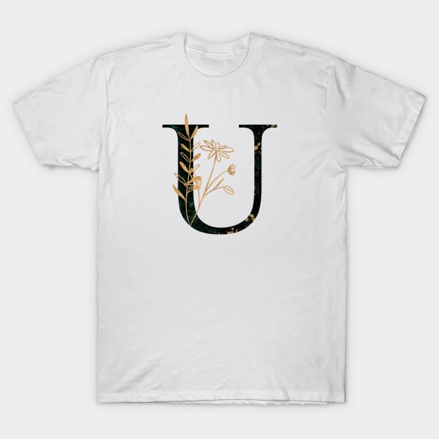 Marble Monogram U Letter U T-Shirt by MysticMagpie